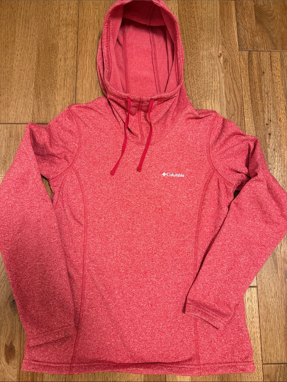 Columbia Pilsner Peak Hoodie XS Pink Heather Omni-Wick UPF 30 Thumbholes Hiking